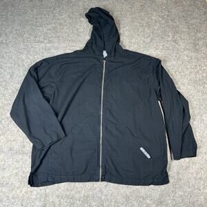 Vintage Fresh Produce Jacket Womens Medium Full Zip Black Lightweight Hooded USA